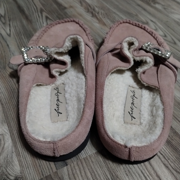 Free People Shearling After Riding Mules Frost Pink Size 9.5 - Picture 3 of 5